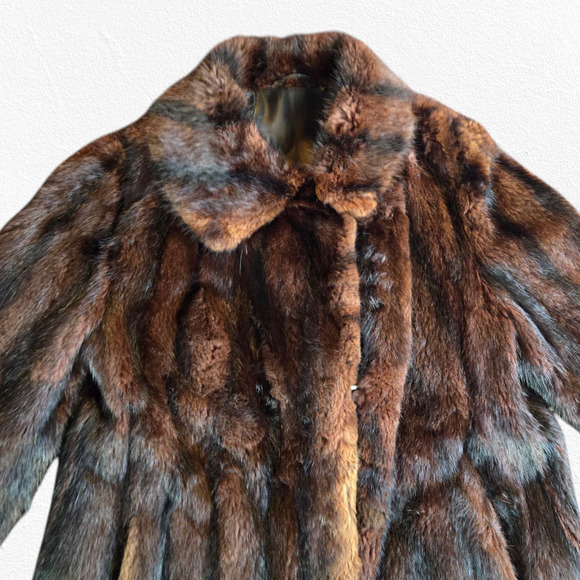 1950s Vintage Brown Mink Fur Coat Mid-Century Swing Old Hollywood Glam Size M/L - Picture 2 of 16